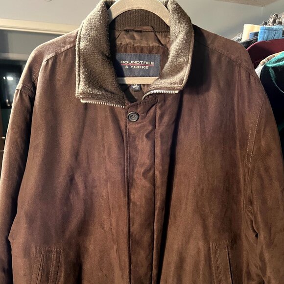 Roundtree & Yorke Faux Suede Men's Bomber Jacket SZ XL - Picture 1 of 8